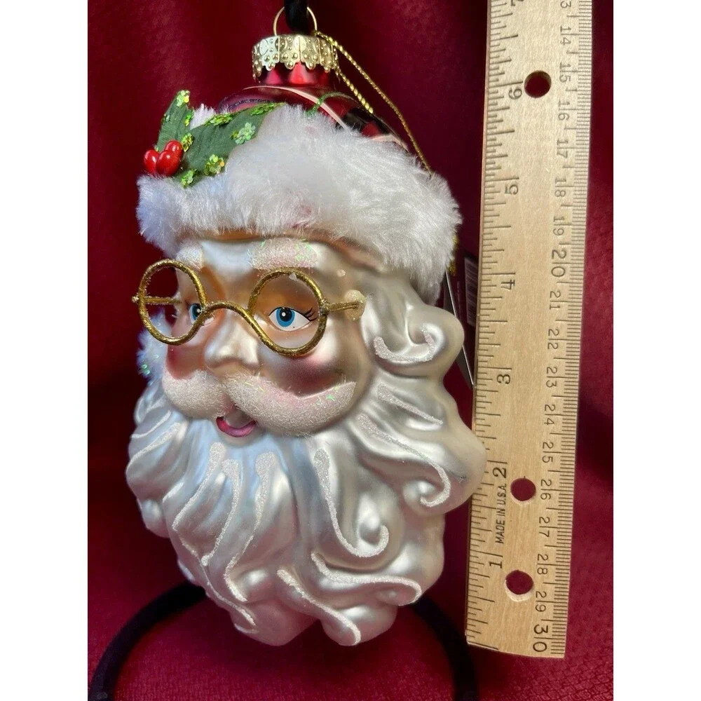 NWT Blown Glass 7.5 In. SANTA  Christmas Ornament NEW